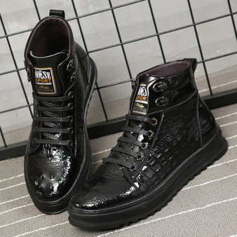 Fashion Crocodile Pattern Men Martin Boots