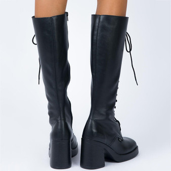 Fashion Platform Lace-Up High Knee Boots