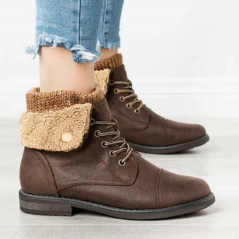 Gladiator Low Heel Autumn Leather Women Martin Ankle Boots