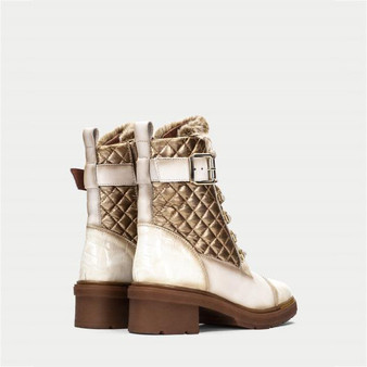 Stitching Buckle Lace-Up Fashion Women's Boots