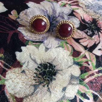 Natural ruby ropetwist stud earrings