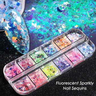 1 Set Mixed Color 3D Ultrathin Sequins Nail Glitter Flakes