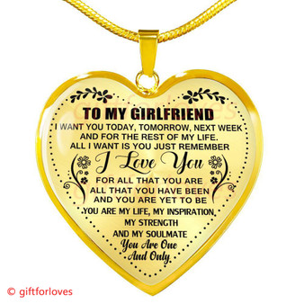 To My Girlfriend Luxury Necklace: Best Gift For Girlfriend On First Date - 'You Are My Life My Inspiration, My Strength, And My Soulmate. You Are One And Only.' - 608go