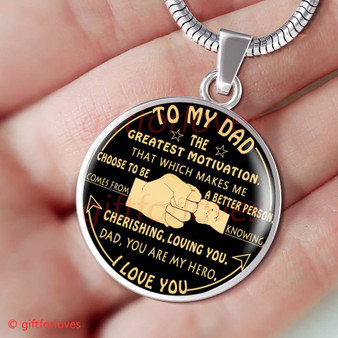 To My Dad Luxury Necklace:  Best Gift For Dad From Children, Dad Necklace " Dad, You Are My Here" To My Dad Luxury Necklace:  Best Gift For Dad From Children, Dad Necklace " Dad, You Are My Here"242DG