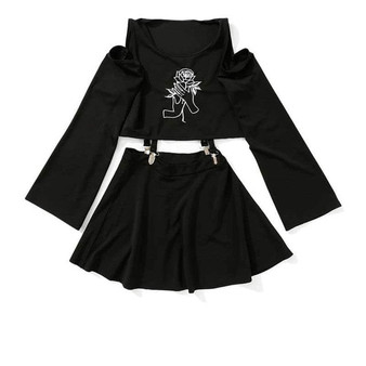 NiceMix black set A-line Women Sexy Mini High Waist Skirt Streetwear Women Punk Style Side Pocket Fashion Design Pleated Skirt