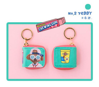 MINI Cartoon printed Key Wallet For Women Leather Zipper Car Key Holder Cute Animal Coin Purse Keychain Organizer Wallet