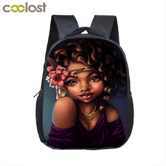 12 inch cartoon cute afro girl backpack children school bags brown beauty princess kids kindergarten backpack baby toddler bag