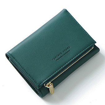 WEICHEN New Trifold Ladies Wallet With Zipper Coin Bag Card Holder Brand Designer Green Women Wallets Fashion Female Short Purse