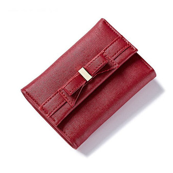WEICHEN Bow Design Ladies Wallets Leather Trifold Female Short Purse Brand Women Wallet With Zipper Coin in Back & Card Holder