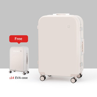 Mixi Aesthetic Designer Luggage Aluminum Frame Women Travel Suitcase PC Hard Shell Trolley Case Rolling Wheels TSA Lock