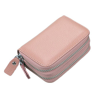 Genuine Leather Rfid Women's Zipper Card Wallet Small Change Wallet Purse For Female Short Wallets With Card Holders Woman Purse