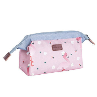 FUDEAM Flamingo Flower Waterproof Travel Women Storage Bag Toiletries Organize Cosmetic Bag Portable Storage MakeUp Bag Wash Bag