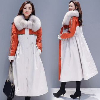 Winter Coat Women's Jacket Korean Long Section Of Cotton Padded Plus Velvet Over The Knee Coat 2020 New Parkas Female Over Coats