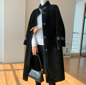 AYUNSUE Winter Real Fur Coat Women Clothes 2020 Sheep Shearing Long Jacket Korean Wool Fur Coats and Jackets 896005 KJ2580