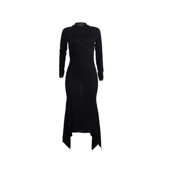 FANTOYE Knitted Irregular Hem Long Dress Women New Casual Turtleneck Bodycon Maxi Dress Ladies Elegant Long Sleeve Sweater Dress