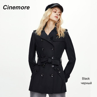 Cinemore 2020 New trench coat women Khaki Classic Double Breasted mid-length British Business Outerwear Women's coats 82012