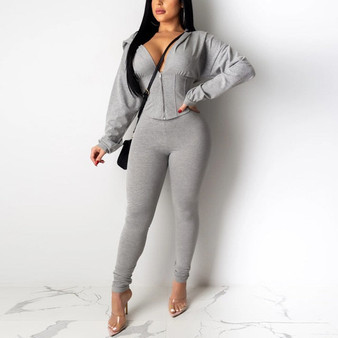 hirigin Sexy 2 Piece Set Tracksuit Women Two Piece Set Top And Pants Femme Clothes Elastic Waist Long Pants Set Lounge Wear