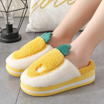 Women Fluffy Slippers High Heels Winter Warm Fur Shoes Cute Carrot Soft Sole Home Indoor Ladies Girls Plush Slides Zapatillas