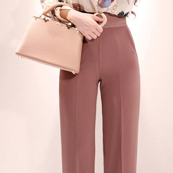 2020 Autumn New Korean Office Lady OL Flare Pants Elegant Casual Wide Leg Female High Waist Trousers B08403
