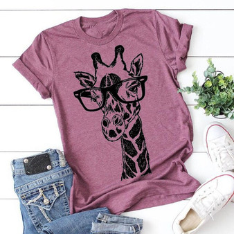 2020 New Summer giraffe print t shirts for women cartoon casual t-shirt lady short sleeve tops tees shirt female clothes femme