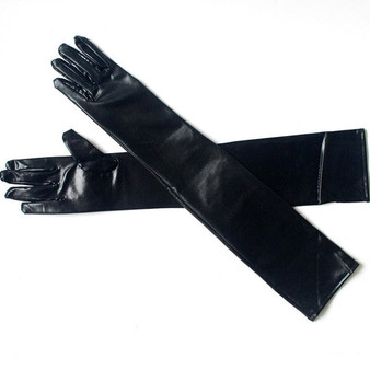 Fashion Night Club Party Pole Dancing PU Leather Long Gloves Women Gothic Punk Full Finger Latex Gloves Cosplay Costumes
