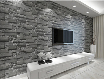 Modern grey brick 3d wallpaper