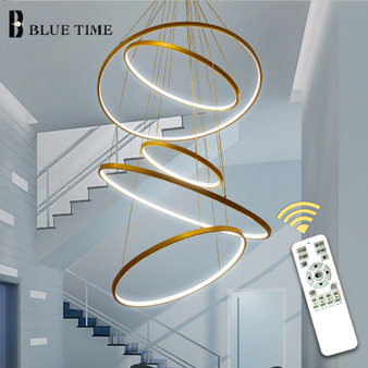 New Arrival Classical Circle Ring Led Modern Pendant Light For Living Room Bedroom White Black Silver Gold Frame Home Lighting