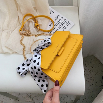 Elegant Female Ribbon Bow Tote Bag 2020 Summer New High Quality PU Leather Women's Designer Handbag Chain Shoulder Messenger bag