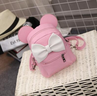 2020  Fashion New Women Backpacks Quality PU Leather Women Shoulder Bag Sweet Girl Travel bag Big ear bow children's school bags