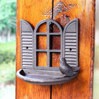 Window Pane Cast Iron Wall Storage Plate With Solid Bird Figurines Antique Rustic Farm House Accents Iron Wall Decor Bird Feeder
