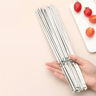 25pcs Polished Stainless Steel Barbecue Skewers Stick BBQ Prod Household Outdoor Camping Barbecue Skewers Sticks Barbecue Tools