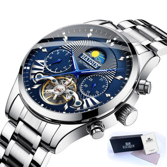 New HAIQIN Mens Watches Top Brand Luxury Mechanical Wristwatch Watch Men Automatic Waterproof Business Clock relojes hombre 2019