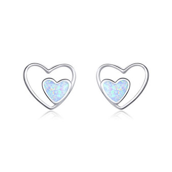 BAMOER New Arrival 925 Sterling Silver Cute Cat Ears Big Stone Small Stud Earrings for Women Fashion Earrings Jewelry SCE538