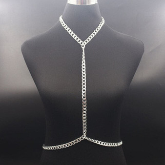 Sexy Metal Body Chain Necklace Harness Gothic Body Jewelry for Women Summer Beach Belly Waist Chain Belt Body Accessories Gift