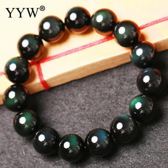 Natural Black Obsidian Stone Bracelet 6/8/10/12mm Size Round Ball Beaded Wristband Bracelets Women Men Real Stone Bracelets