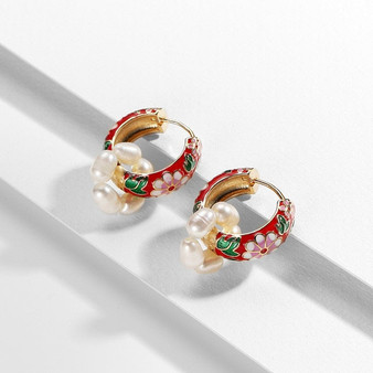 New Fashion Enamel Flower Huggie Hoop Earrings for Women Vintage Boho Circle Small Earrings Statement Jewelry 2020 Brincos Gifts