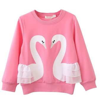 Bear Leader Girls T-Shirt 2020 Spring Brand Baby Girls Full T-Shirt  Cute Cartoon Bird  Lace Shirts Children Clothing Blouse