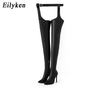 Eilyken Women PU Over Knee Boots High Boots Rihanna Style Over the Knee Boots for Women Shoes Pointed Toe 8cm High Heels Boots