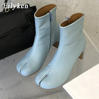 Eilyken White Black Ankle Boots For Winter Female Boots 2021 New Women Low High heels Shoes High Quality Elegant High Heels Boot