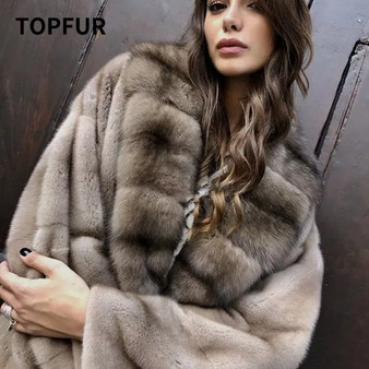 TOPFUR New Real Natural Mink Fur Coat Women Winter Long Mink Fur Jacket Long Warm Vintage Winter Coat Female