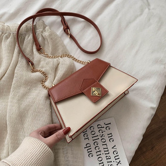 Contrast color Square Crossbody Bag 2020 Fashion New Quality Leather Women's Designer Handbag Lock Chain Shoulder Messenger Bag