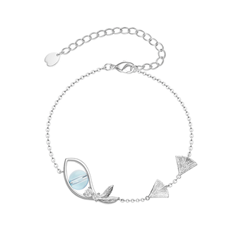 Thaya Silver Plated Bracelet Carp Bracelet White Crystal Zircon Thin Chain Dainty Bracelets Bangle 19cm For Women Fashion Jewelr