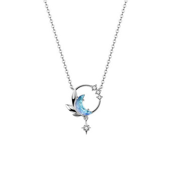 Thaya Design 45cm Moon night Necklace Pendant Crystal Zircon Silver  Light Blue Necklace For Women Elegant Fine Jewelry Gift