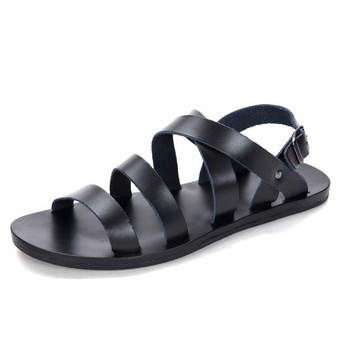 2020 Summer Genuine Leather Sandals Men Fashion Brand Quality Gladiator Beach Sandals Slippers Big Size 46 Men Casual Sandals