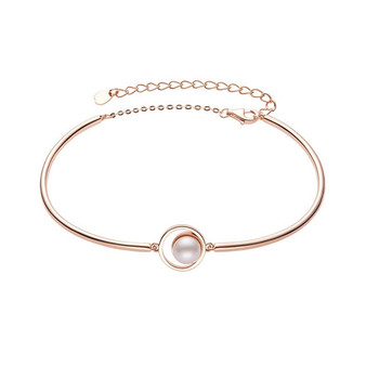 Thaya New arrival Pearl Bracelet Copper Plated 18K Hand made Pearl Rose Gold Bangle Thin Chain Dainty Bangles for women Fashion