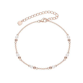 Thaya Vintage Handmade pearl rose gold Bracelet 18K Hand made Silver Beads Bangle Dainty Bangles for women Fashion Gift