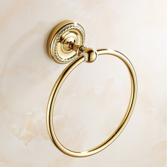 Towel Rings Luxury Gold Brass Towel Ring Towel Holder Bath Towel Bar Bathroom Accessories Home Decoration ZD773