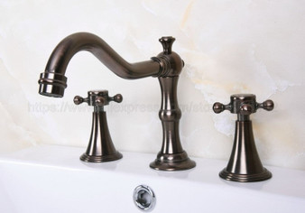 Bathroom Basin Faucet ORB Brass Bathroom Basin Mixer Tap Double Handles 3 pcs Bathroom Basin Faucets znf442