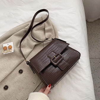 Retro Fashion  Square Crossbody Bag 2019 New Quality Leather Women's Designer Handbag Crocodile pattern Shoulder Messenger Bag