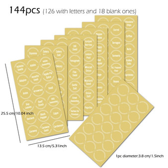 132pcs/144pcs Kitchen Jars Bottle Container Label Various Shapes Food Label Clear Stickers Can Storgae Box Item Mark 6/8 Sheets